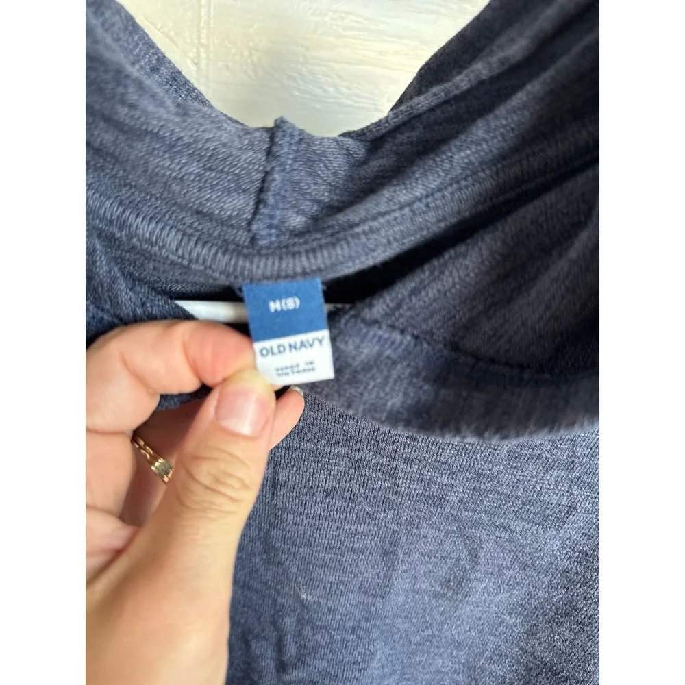 Old Navy Girls Navy Blue Heathered Cropped Hoodie Sweatshirt Size M 8